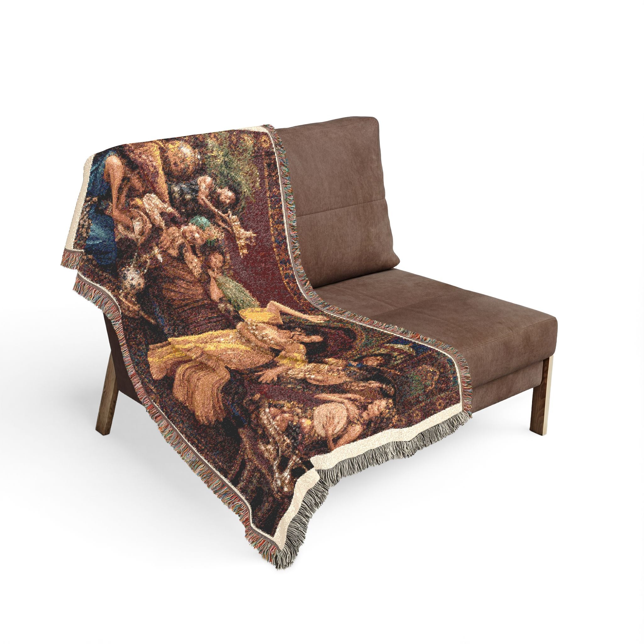 Goddess Eve in the Temple Woven Blanket — Mythic Bohemian Throw for Meditation & Home Décor