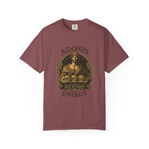 Adonis Energy Graphic T-Shirt — 'Built by Plants' Vintage Botanical Tee