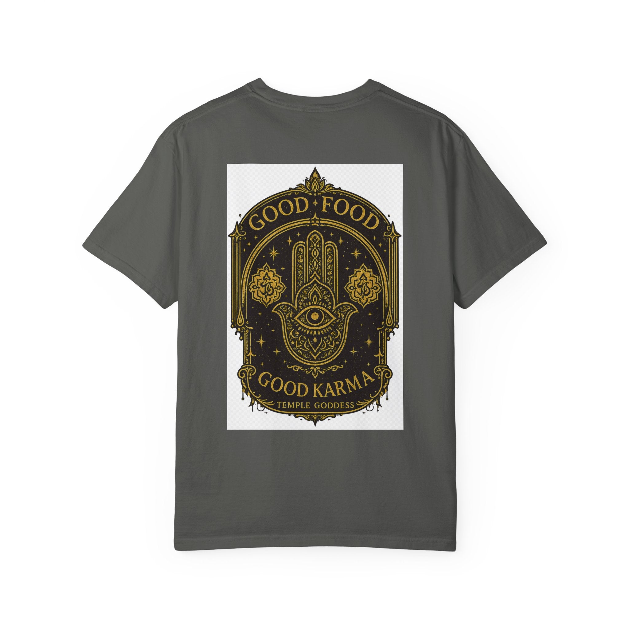 Good Food Good Karma T‑Shirt — Hamsa Eye Spiritual Graphic Tee