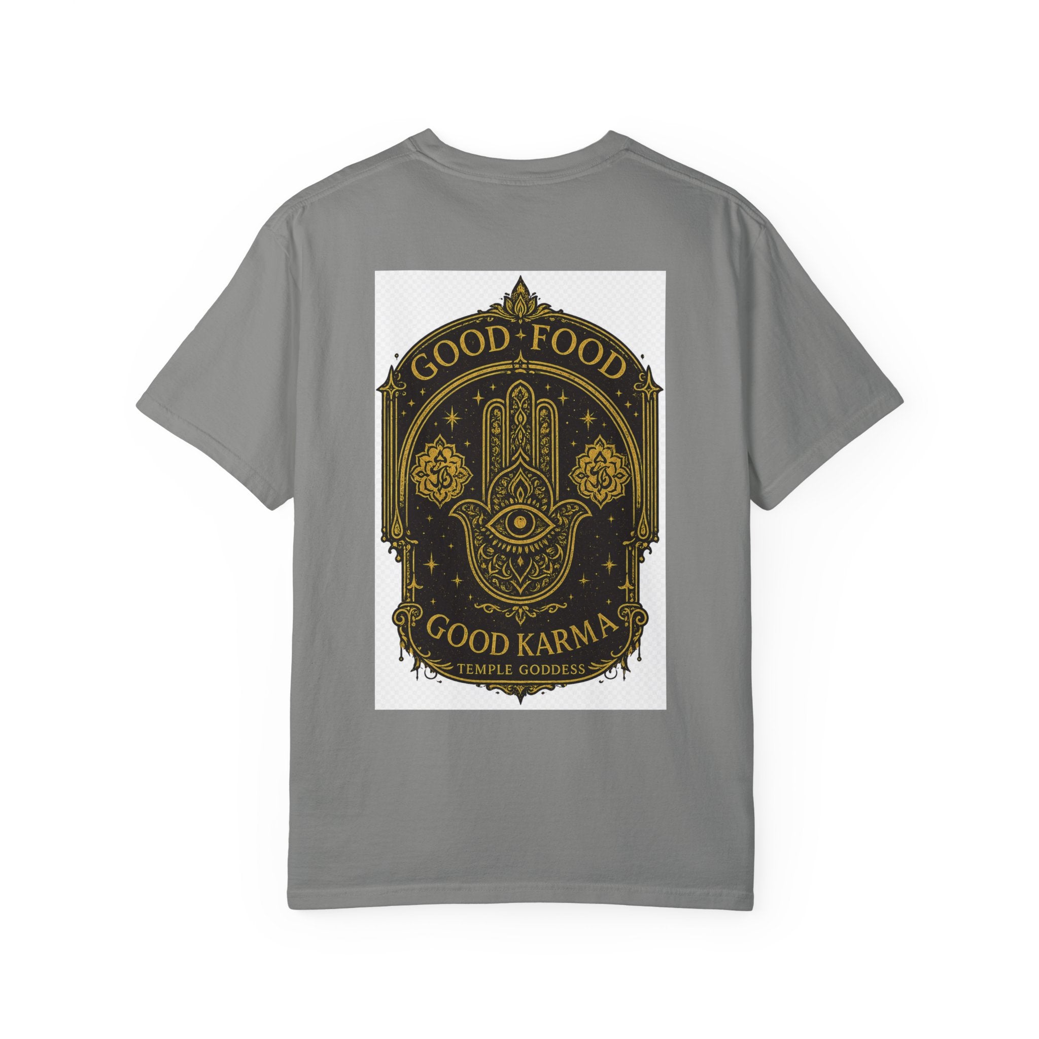 Good Food Good Karma T‑Shirt — Hamsa Eye Spiritual Graphic Tee