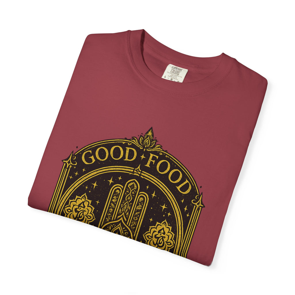 Good Food Good Karma T‑Shirt — Hamsa Eye Spiritual Graphic Tee