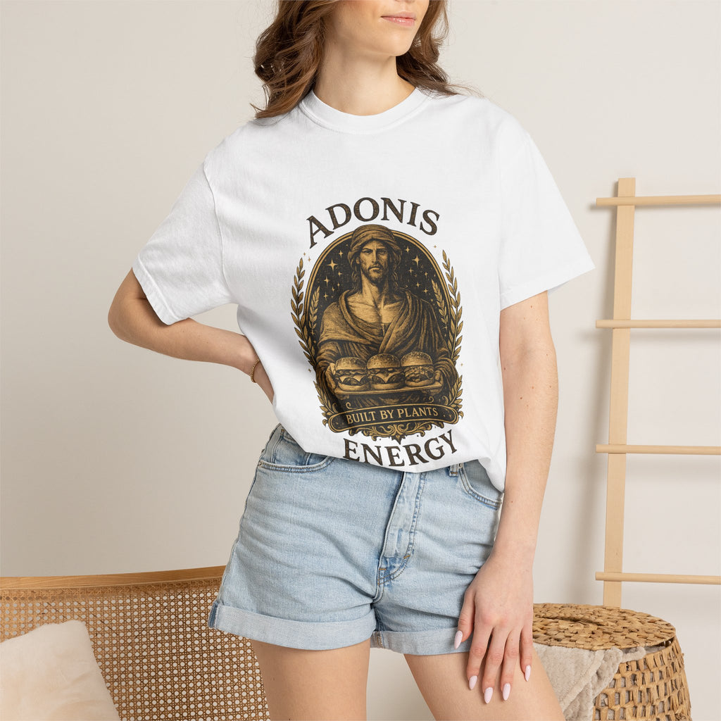Adonis Energy Graphic T-Shirt — 'Built by Plants' Vintage Botanical Tee