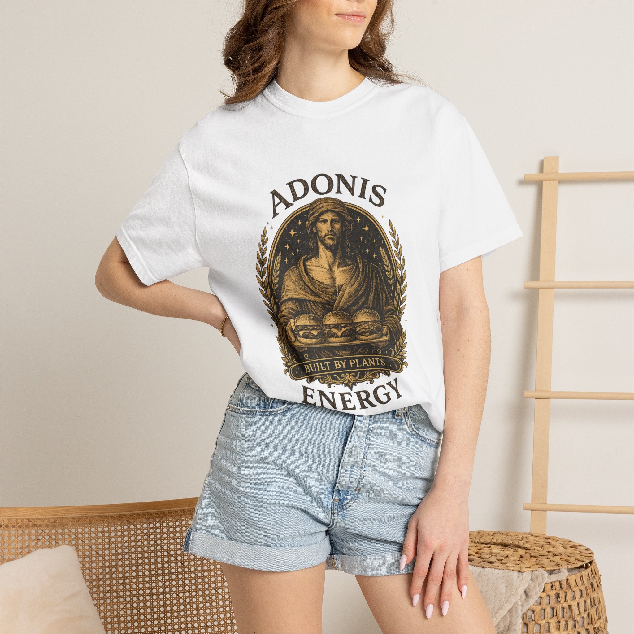 Adonis Energy Graphic T-Shirt — 'Built by Plants' Vintage Botanical Tee