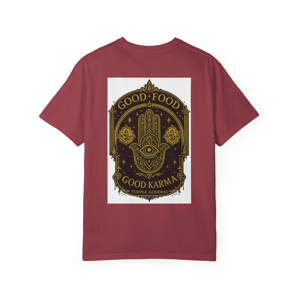 Good Food Good Karma T‑Shirt — Hamsa Eye Spiritual Graphic Tee