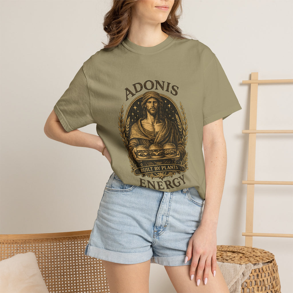 Adonis Energy Graphic T-Shirt — 'Built by Plants' Vintage Botanical Tee