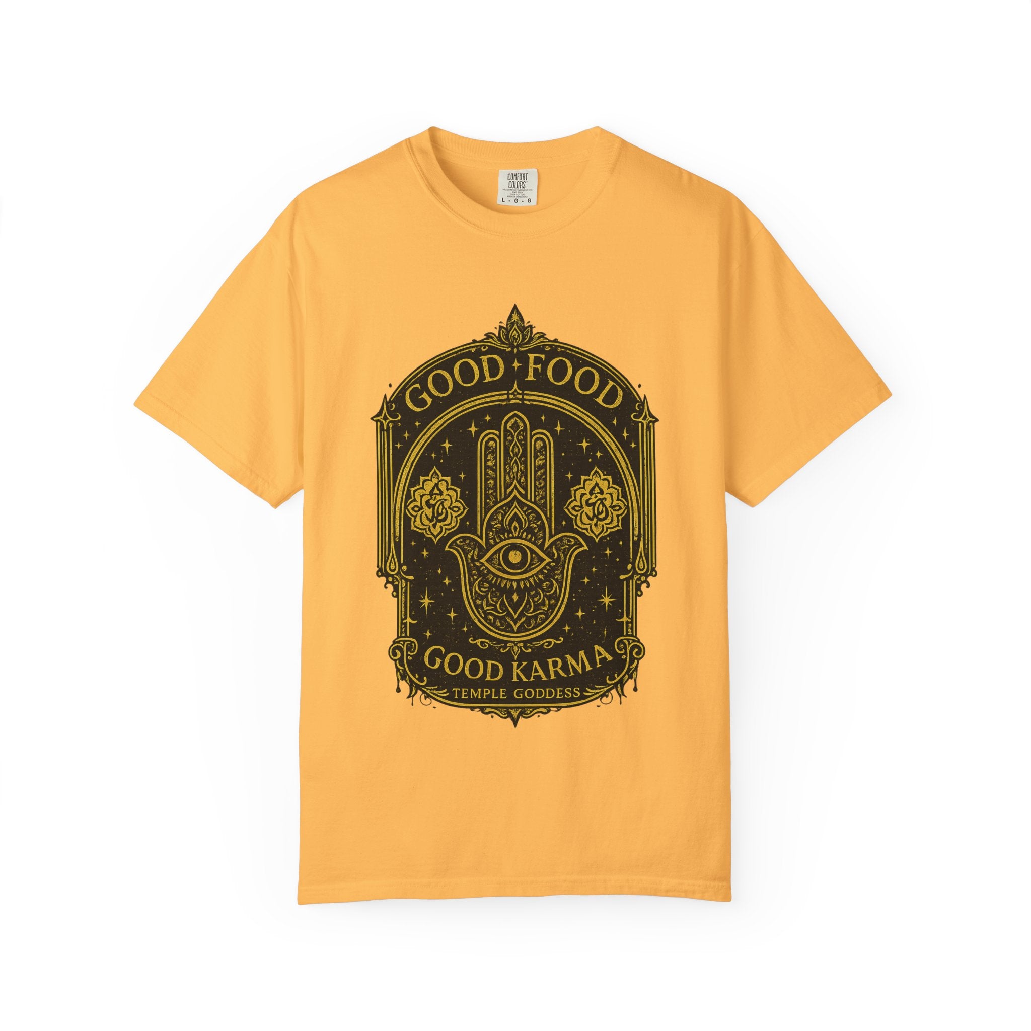 Good Food Good Karma T‑Shirt — Hamsa Eye Spiritual Graphic Tee