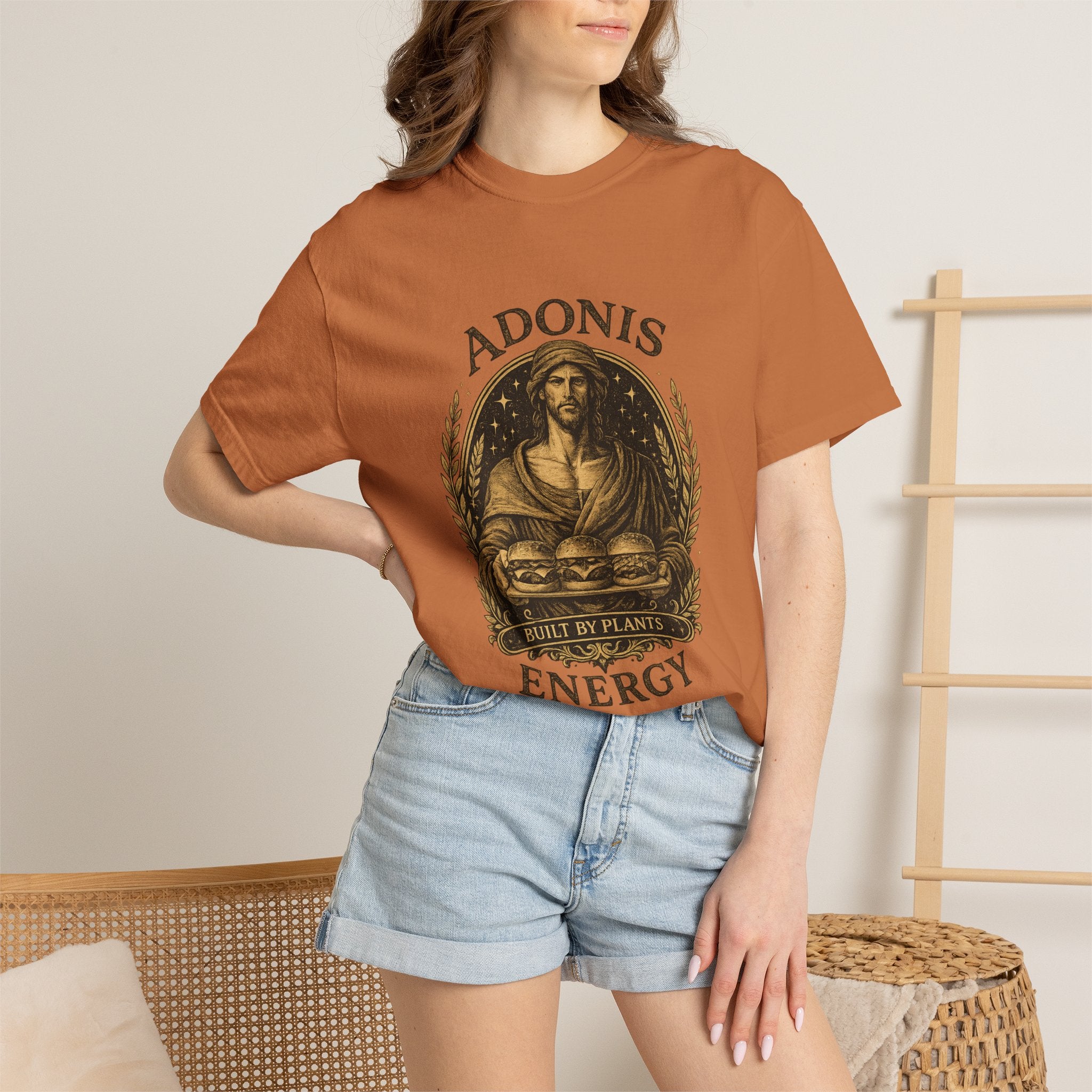 Adonis Energy Graphic T-Shirt — 'Built by Plants' Vintage Botanical Tee