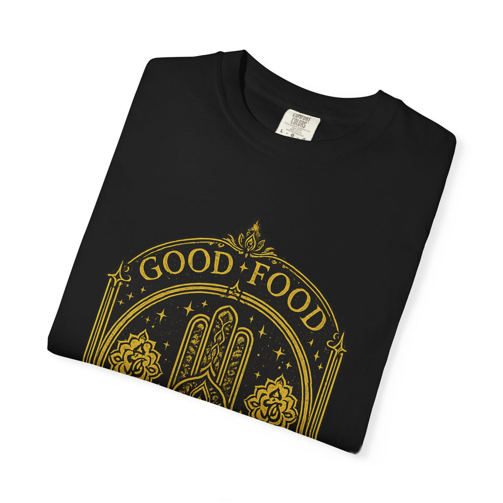Good Food Good Karma T‑Shirt — Hamsa Eye Spiritual Graphic Tee