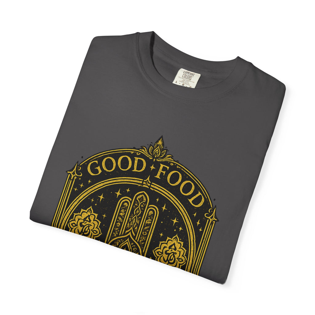 Good Food Good Karma T‑Shirt — Hamsa Eye Spiritual Graphic Tee
