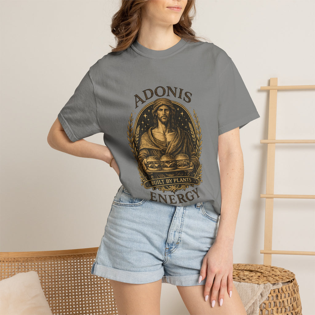 Adonis Energy Graphic T-Shirt — 'Built by Plants' Vintage Botanical Tee