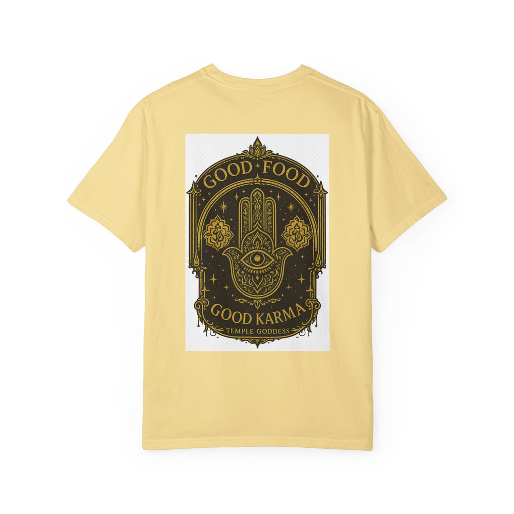 Good Food Good Karma T‑Shirt — Hamsa Eye Spiritual Graphic Tee