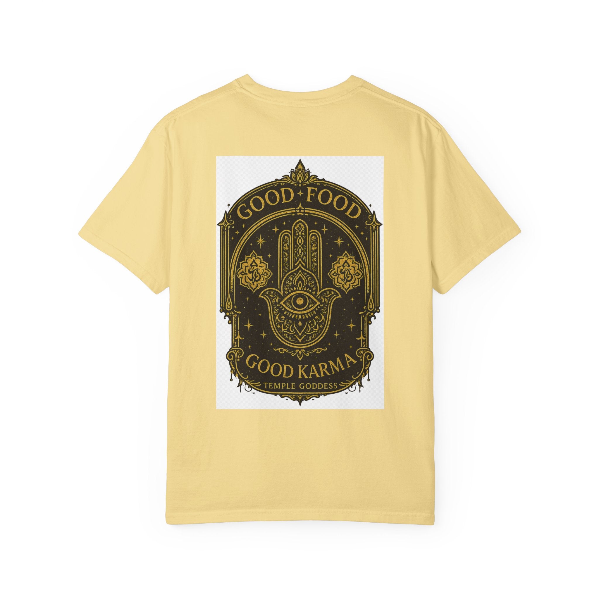Good Food Good Karma T‑Shirt — Hamsa Eye Spiritual Graphic Tee