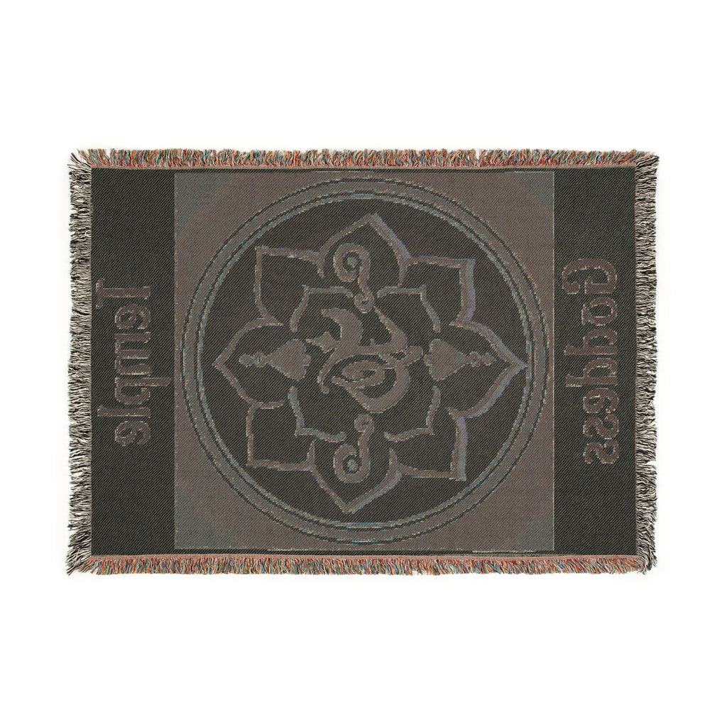 Goddess Temple Lotus Mandala Woven Blanket | Spiritual Boho Tapestry Throw
