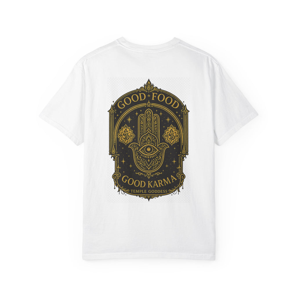 Good Food Good Karma T‑Shirt — Hamsa Eye Spiritual Graphic Tee
