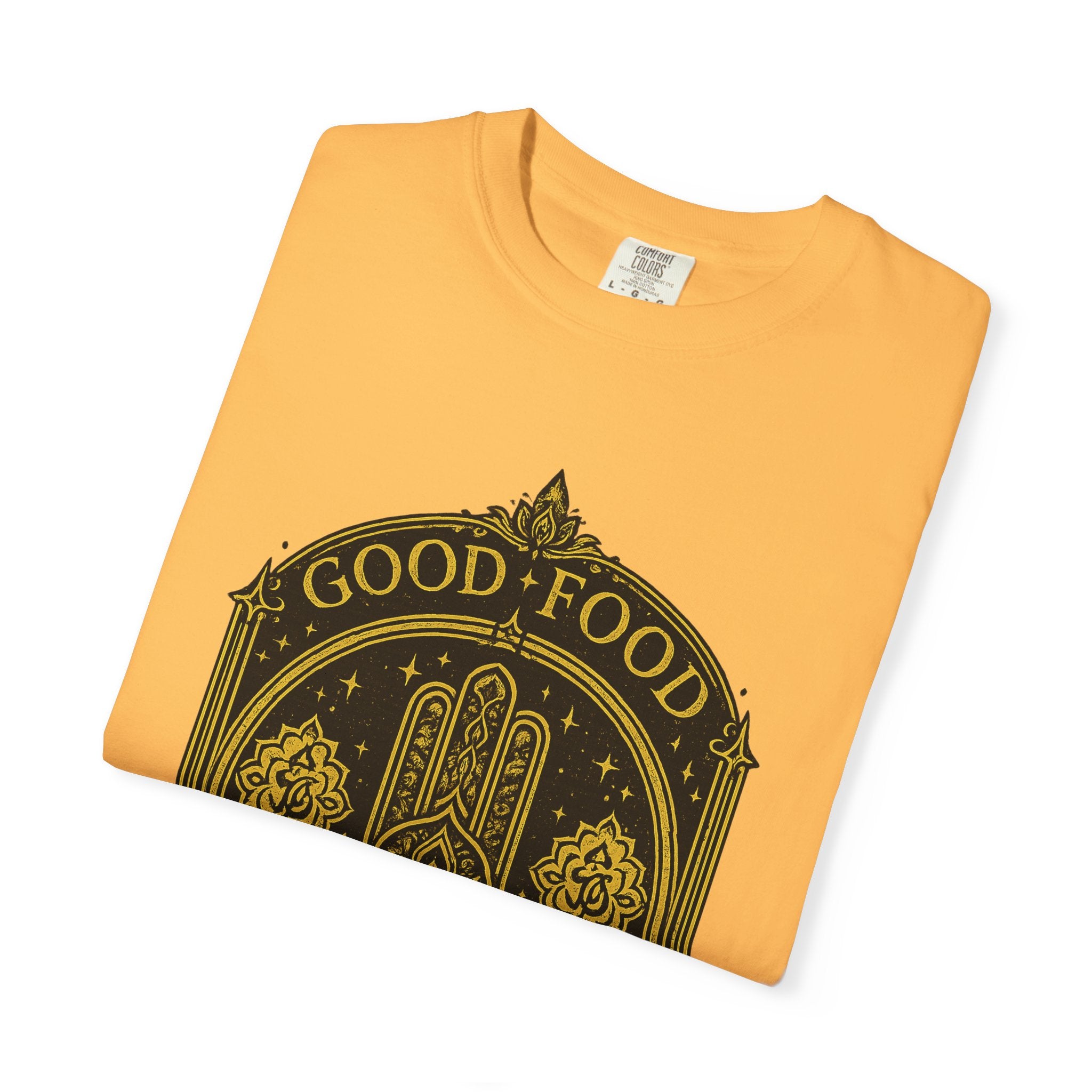 Good Food Good Karma T‑Shirt — Hamsa Eye Spiritual Graphic Tee