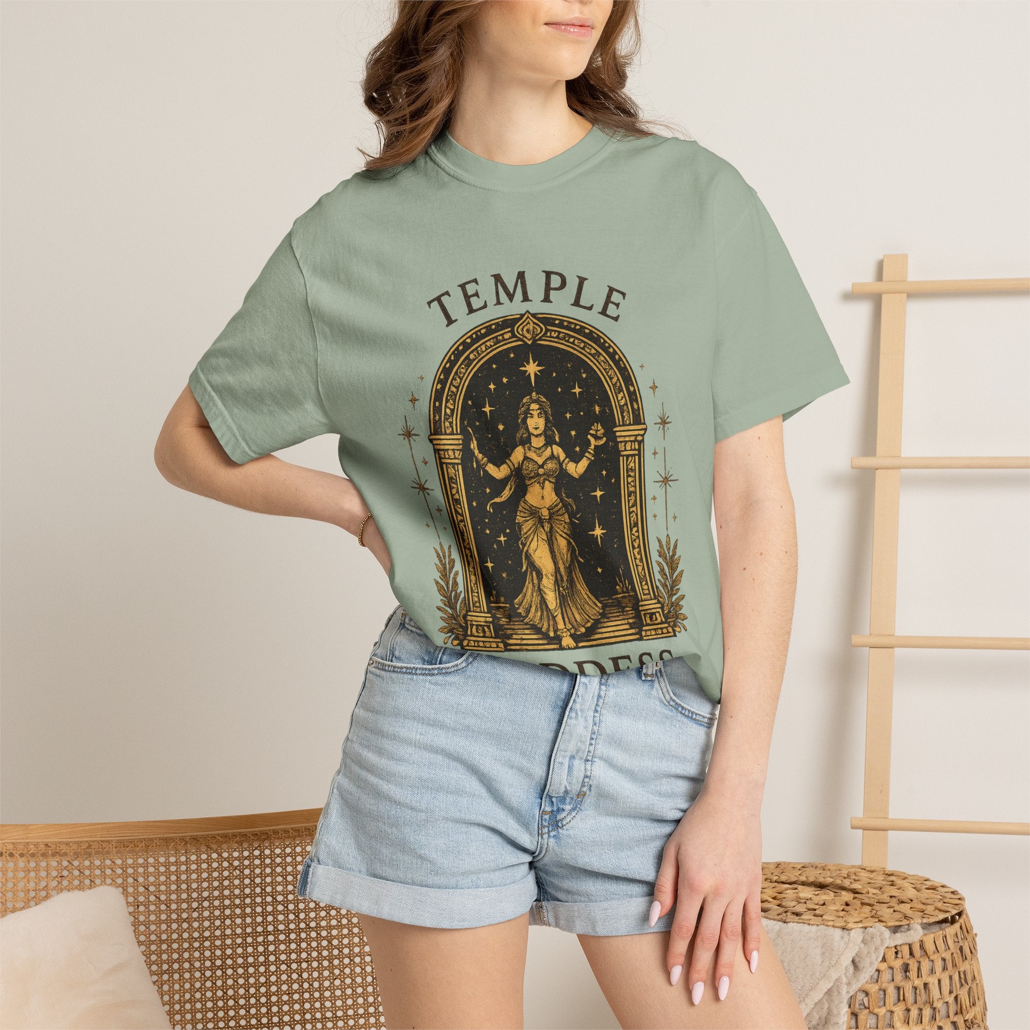 Temple Goddess Cafe Tee — "Good Food is Sacred"