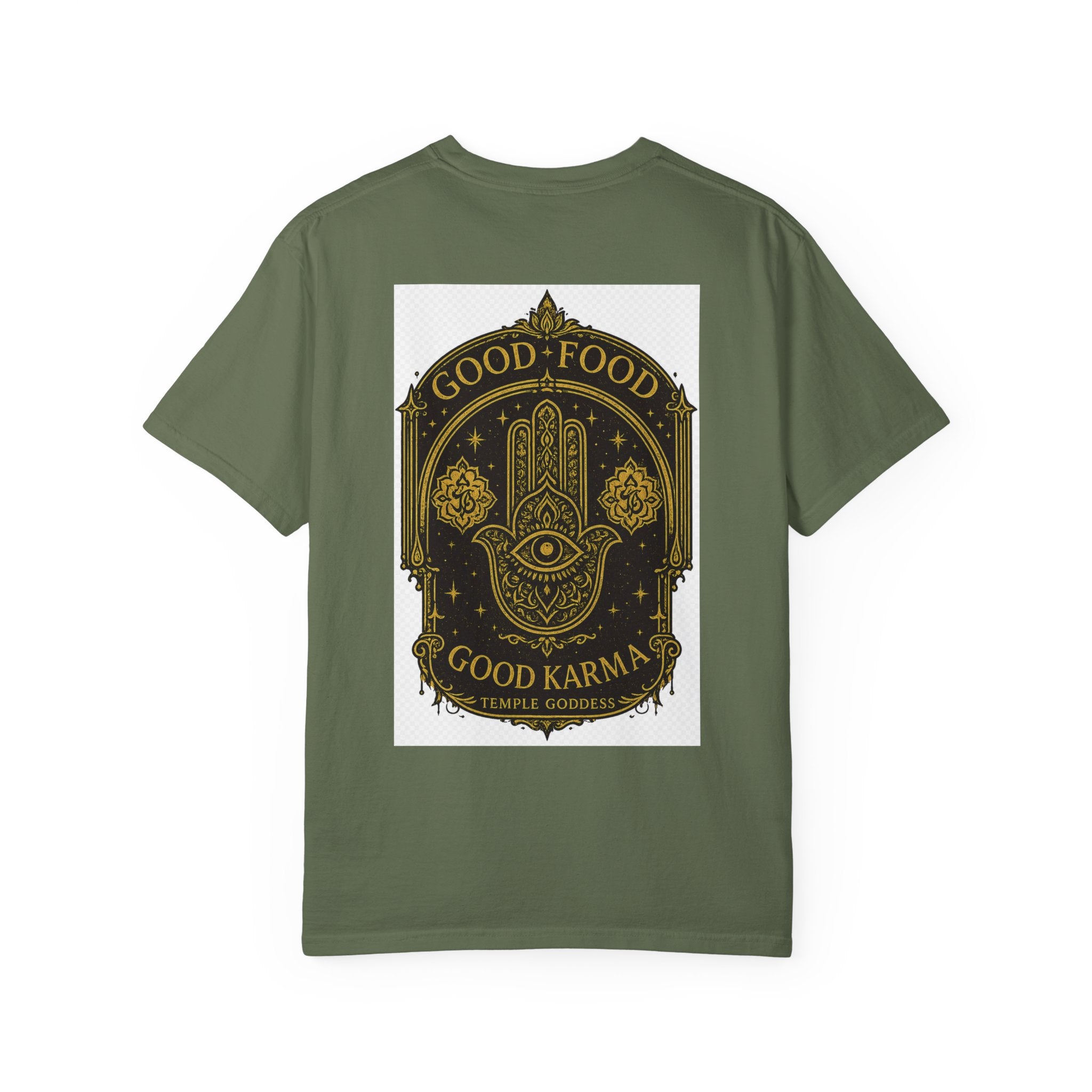 Good Food Good Karma T‑Shirt — Hamsa Eye Spiritual Graphic Tee