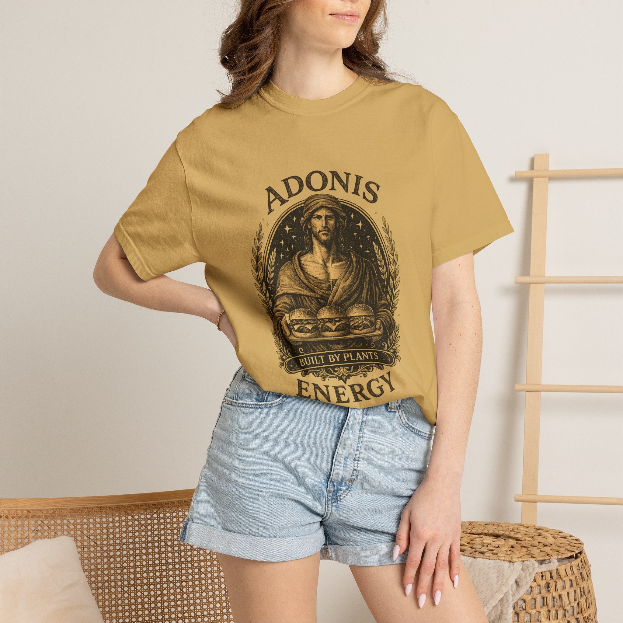 Adonis Energy Graphic T-Shirt — 'Built by Plants' Vintage Botanical Tee