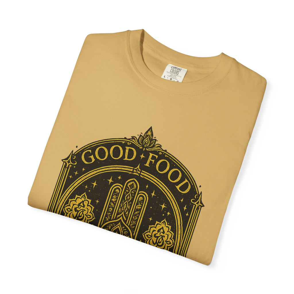 Good Food Good Karma T‑Shirt — Hamsa Eye Spiritual Graphic Tee
