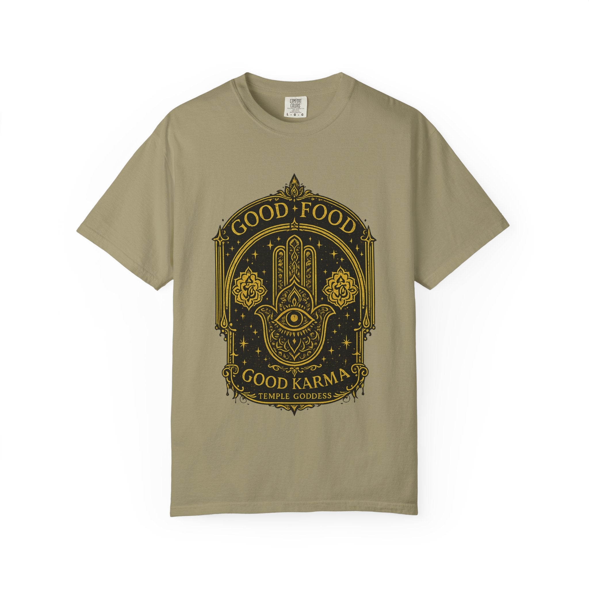 Good Food Good Karma T‑Shirt — Hamsa Eye Spiritual Graphic Tee