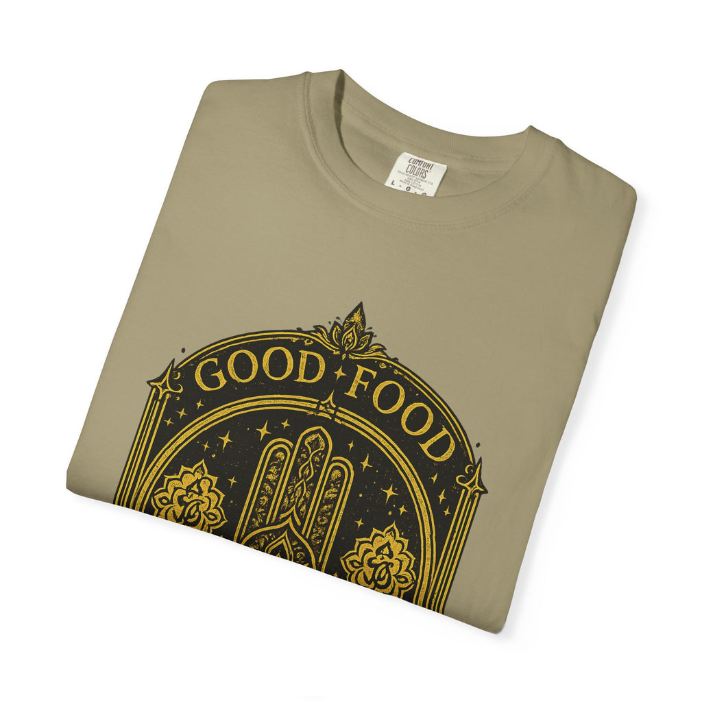 Good Food Good Karma T‑Shirt — Hamsa Eye Spiritual Graphic Tee
