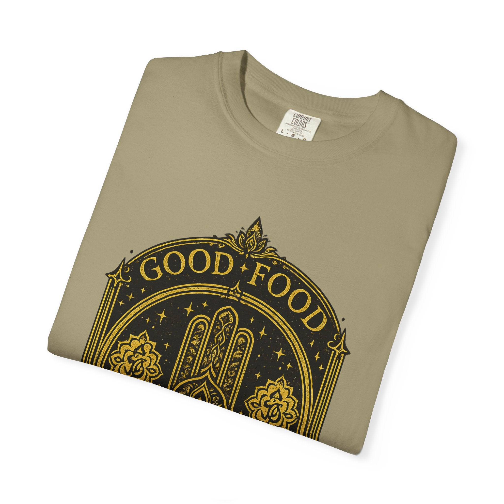 Good Food Good Karma T‑Shirt — Hamsa Eye Spiritual Graphic Tee