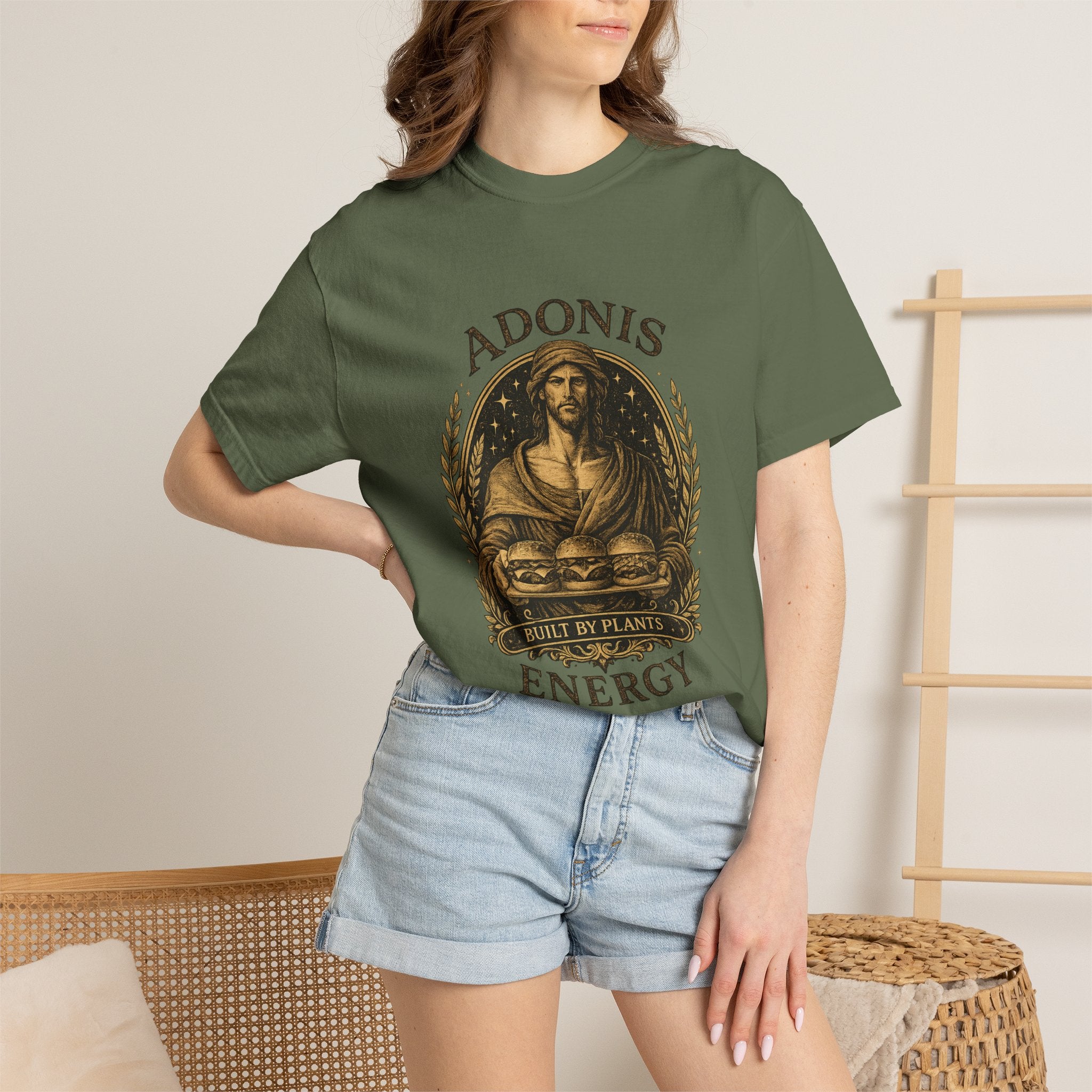 Adonis Energy Graphic T-Shirt — 'Built by Plants' Vintage Botanical Tee