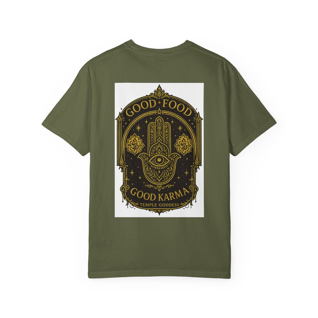 Good Food Good Karma T‑Shirt — Hamsa Eye Spiritual Graphic Tee