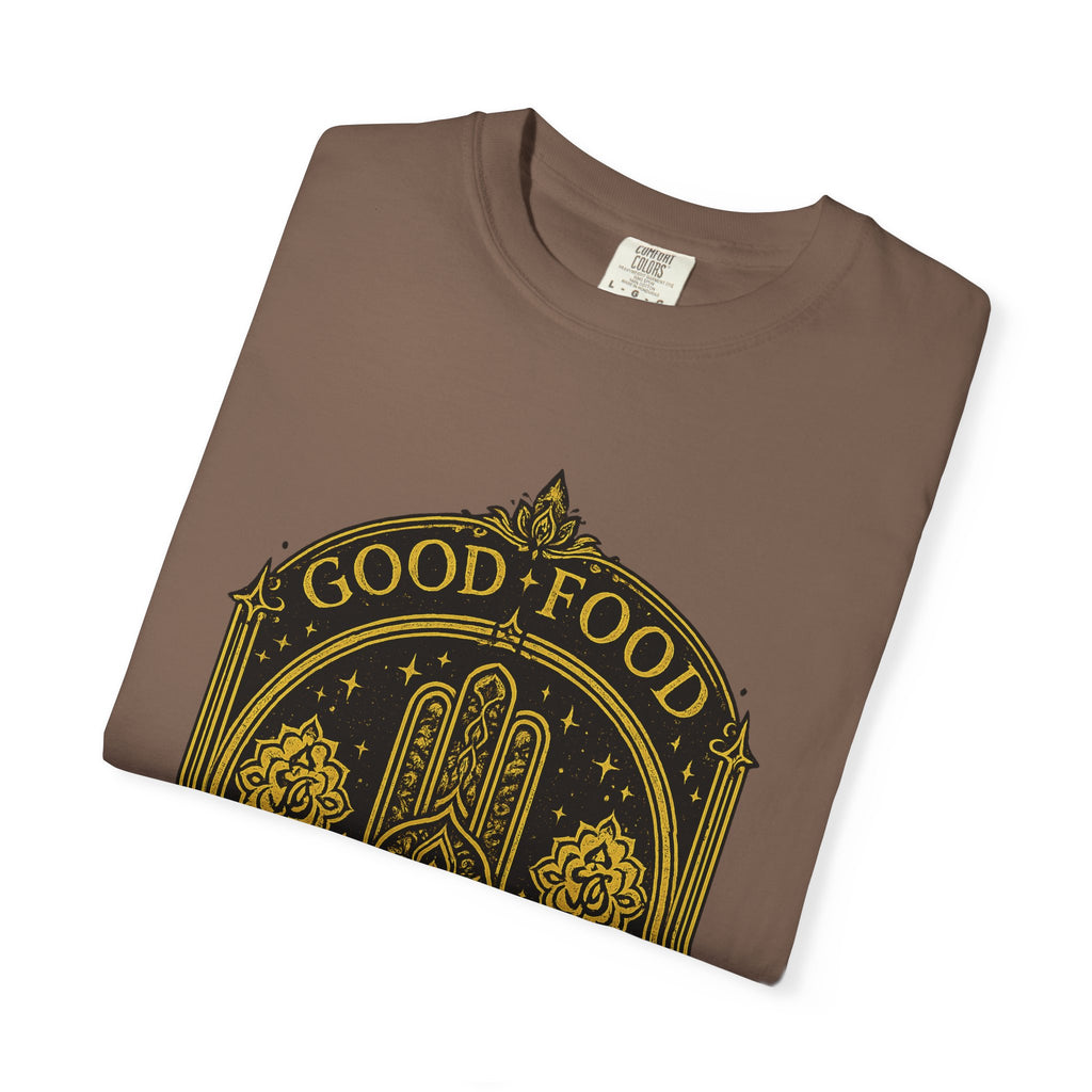Good Food Good Karma T‑Shirt — Hamsa Eye Spiritual Graphic Tee