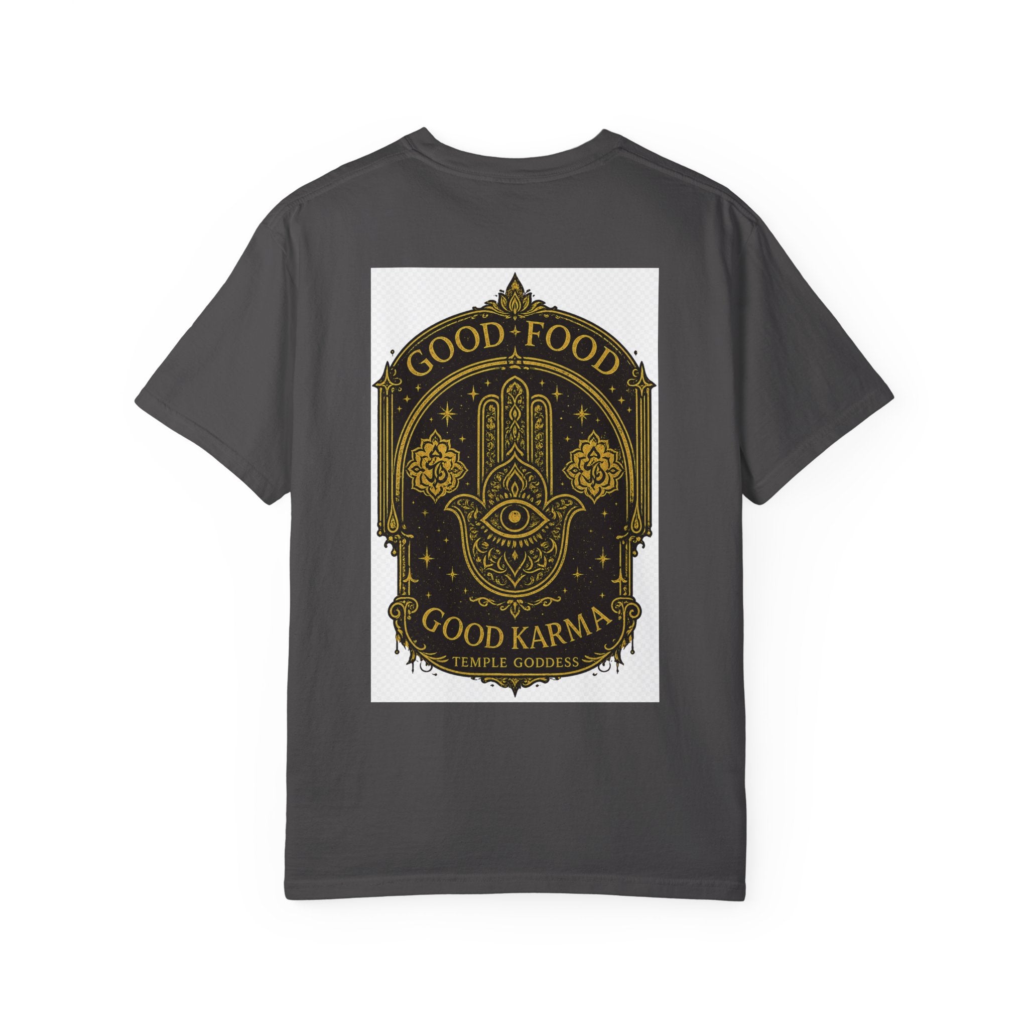 Good Food Good Karma T‑Shirt — Hamsa Eye Spiritual Graphic Tee
