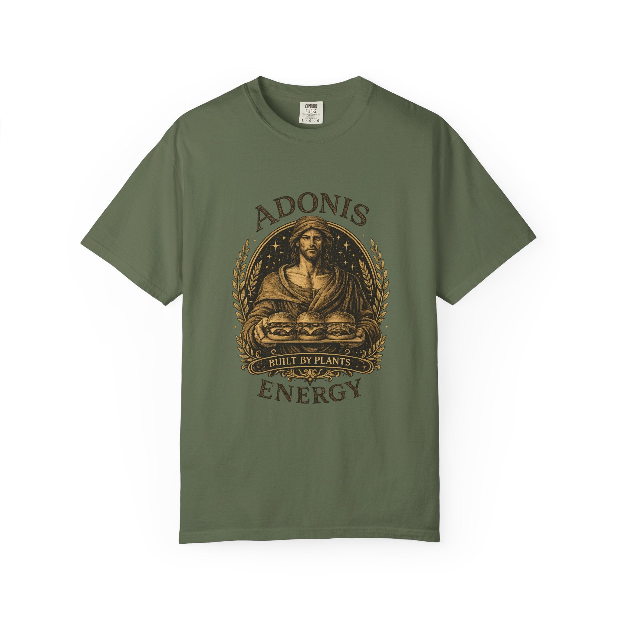 Adonis Energy Graphic T-Shirt — 'Built by Plants' Vintage Botanical Tee