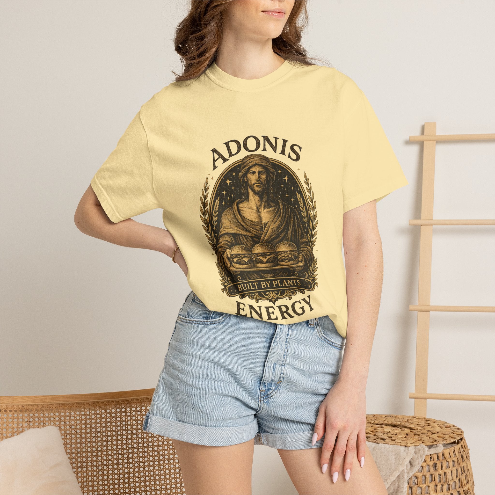Adonis Energy Graphic T-Shirt — 'Built by Plants' Vintage Botanical Tee