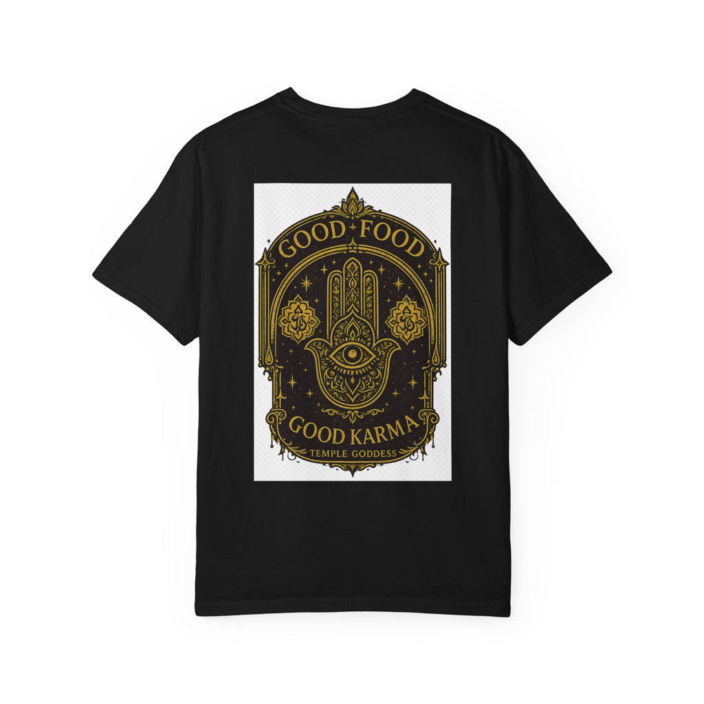 Good Food Good Karma T‑Shirt — Hamsa Eye Spiritual Graphic Tee