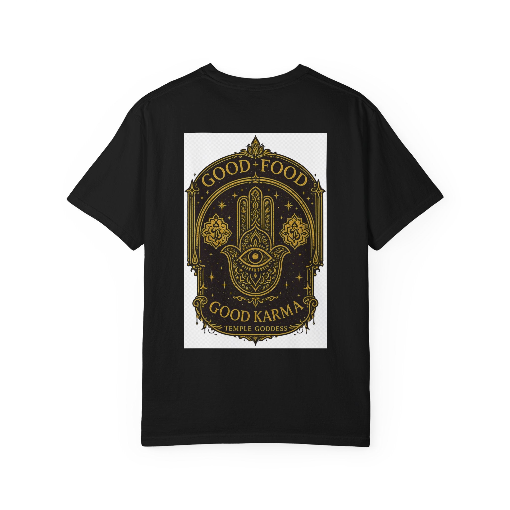 Good Food Good Karma T‑Shirt — Hamsa Eye Spiritual Graphic Tee