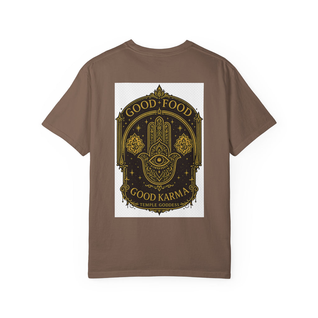 Good Food Good Karma T‑Shirt — Hamsa Eye Spiritual Graphic Tee
