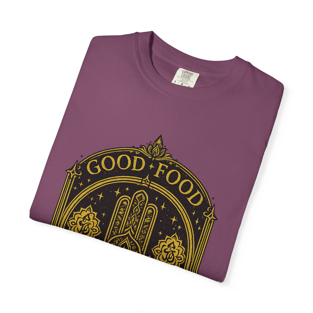 Good Food Good Karma T‑Shirt — Hamsa Eye Spiritual Graphic Tee