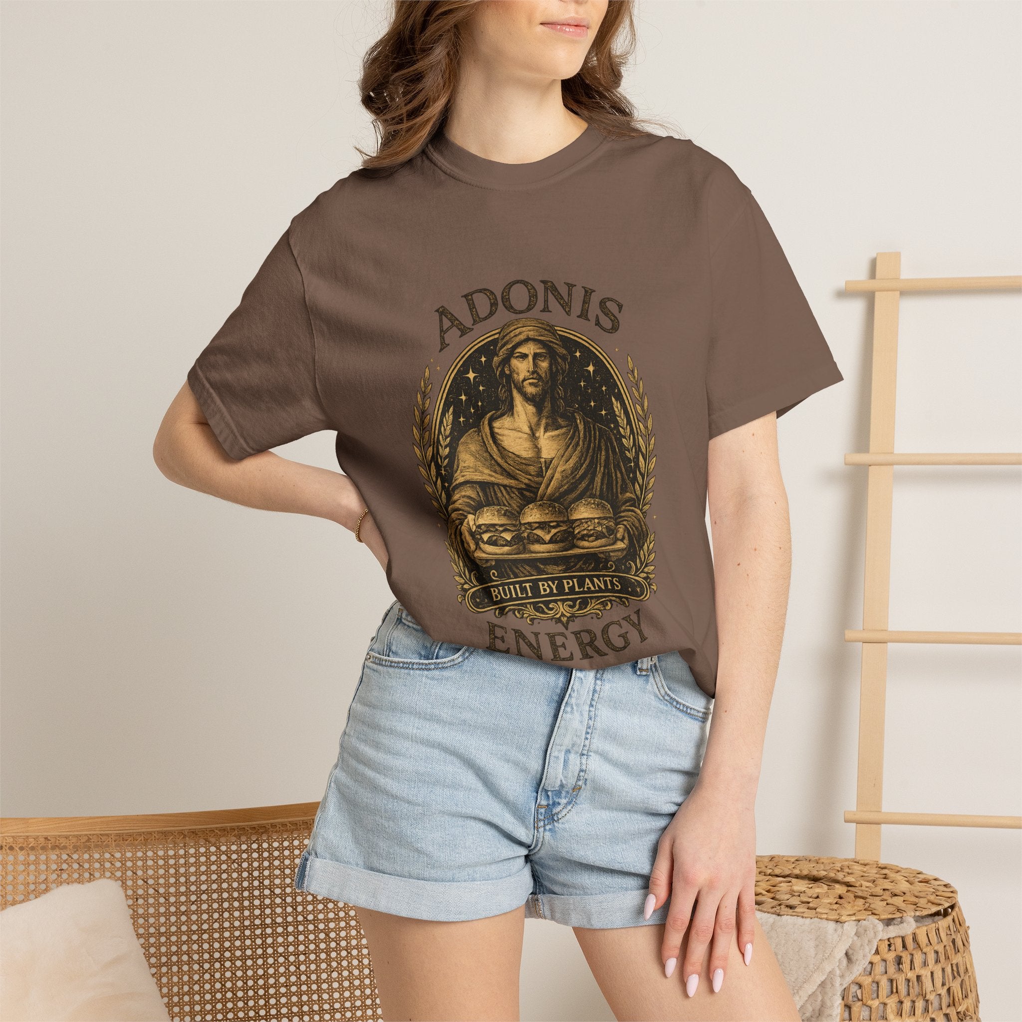 Adonis Energy Graphic T-Shirt — 'Built by Plants' Vintage Botanical Tee