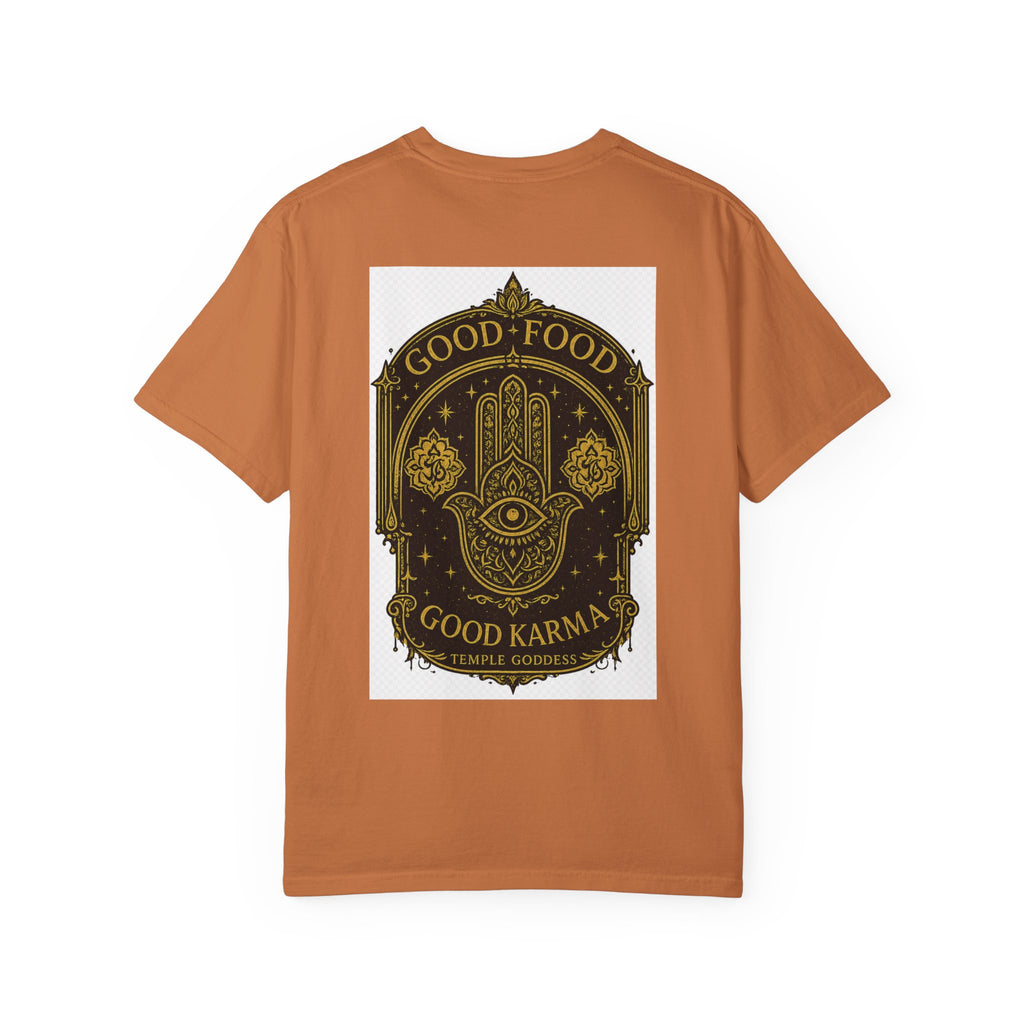 Good Food Good Karma T‑Shirt — Hamsa Eye Spiritual Graphic Tee