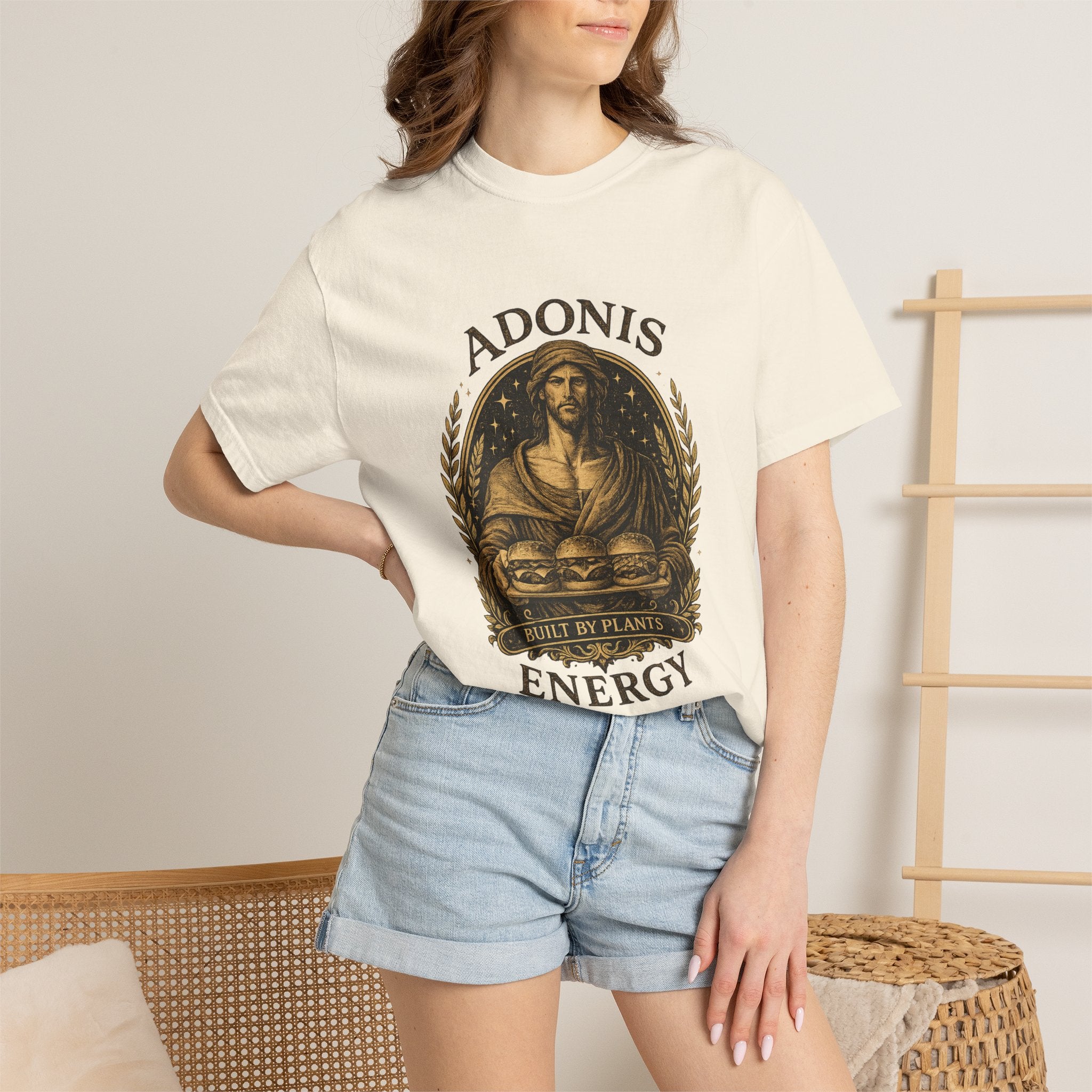 Adonis Energy Graphic T-Shirt — 'Built by Plants' Vintage Botanical Tee