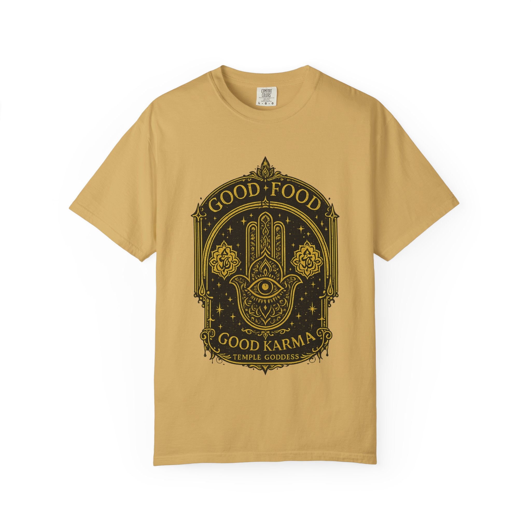 Good Food Good Karma T‑Shirt — Hamsa Eye Spiritual Graphic Tee