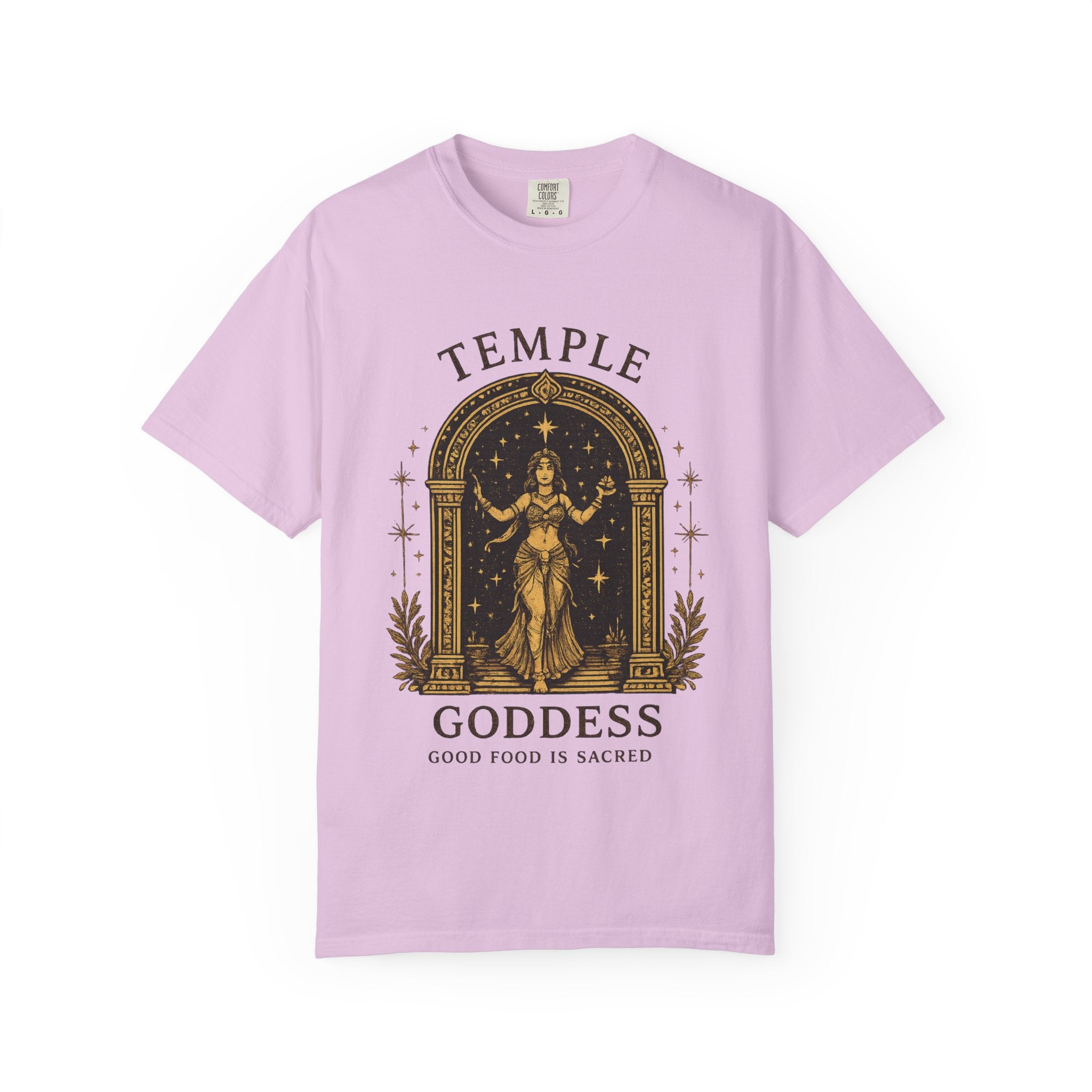 Temple Goddess Cafe Tee — "Good Food is Sacred"